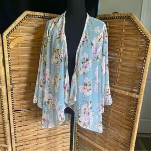 Chris & Carol Floral Blue Kimono Top cottagecore garden girl made in the USA
